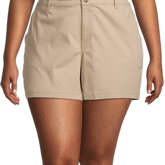 a.n.a. Women's Plus-Size 26 KHAKI 4.5" Mid Rise Flat-front Chino Short - Picture 1 of 13